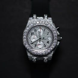 Mens Black Belt Full Diamond Watch
