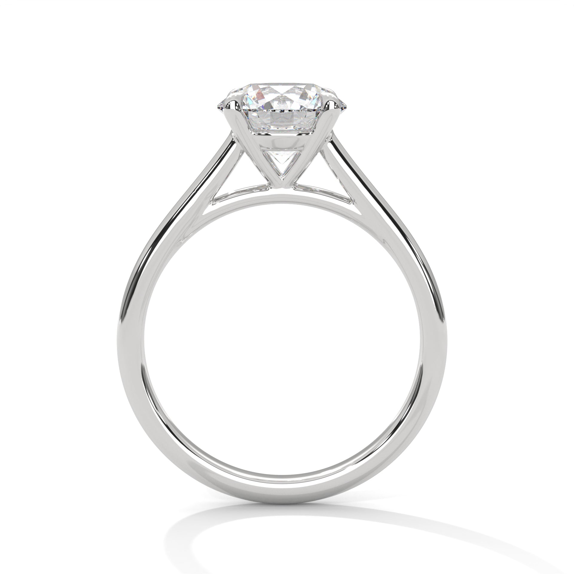 1.50CT Round Cut Lab Grown DIamond Cathedral Set Four Prong Ring