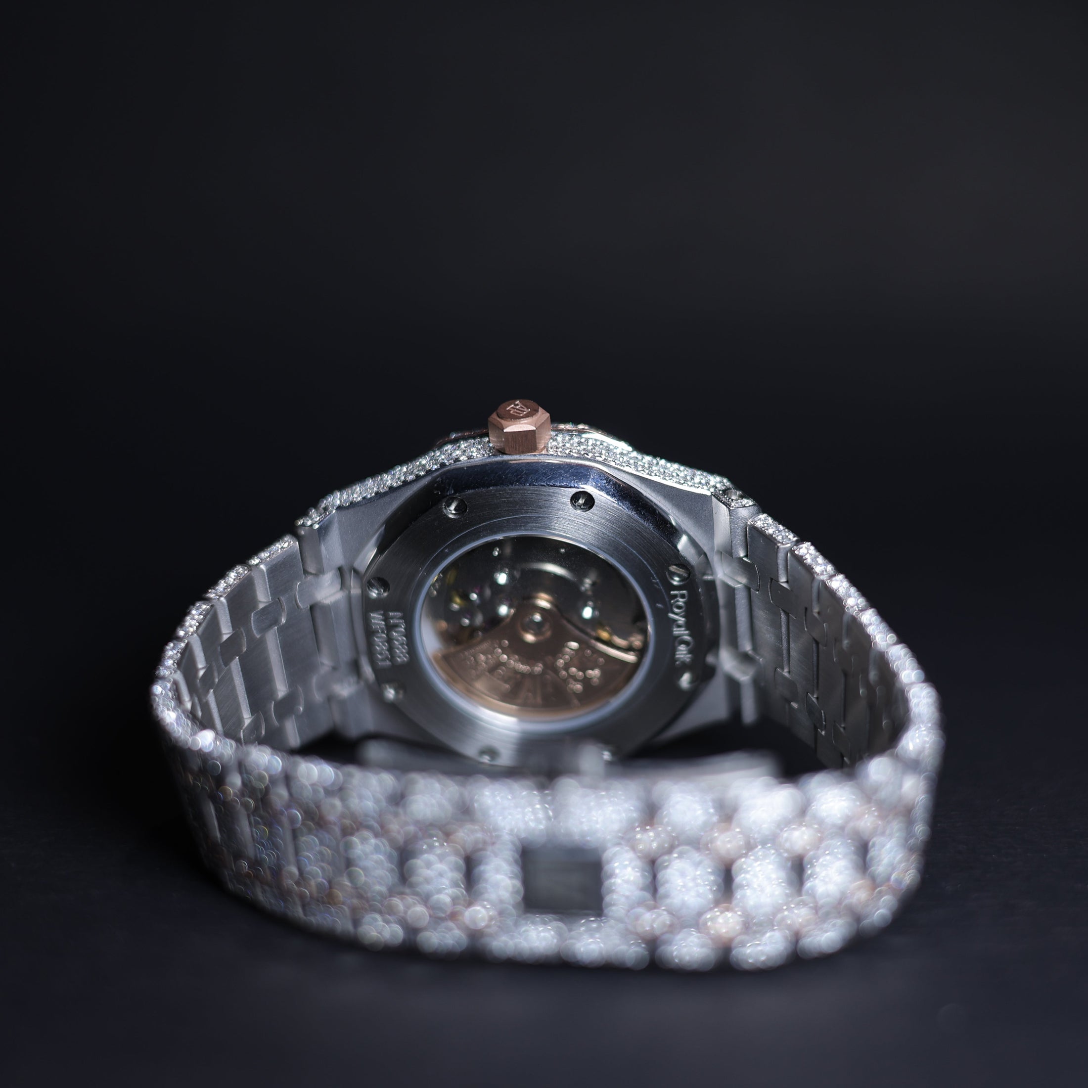 Mens Rose-white Gold Plated Moissanite Diamond Watch