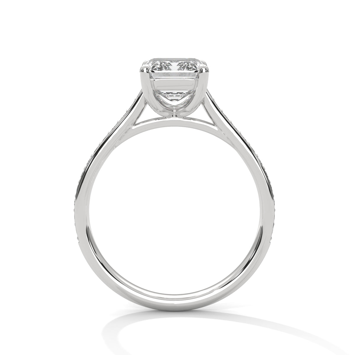 2.50CT Brilliant Emerald Lab Grown Pave Shank Ring