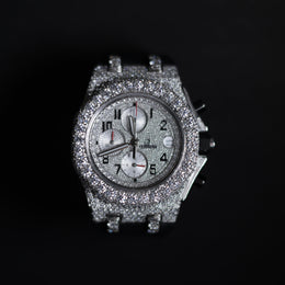 Mens Black Belt Full Diamond Watch
