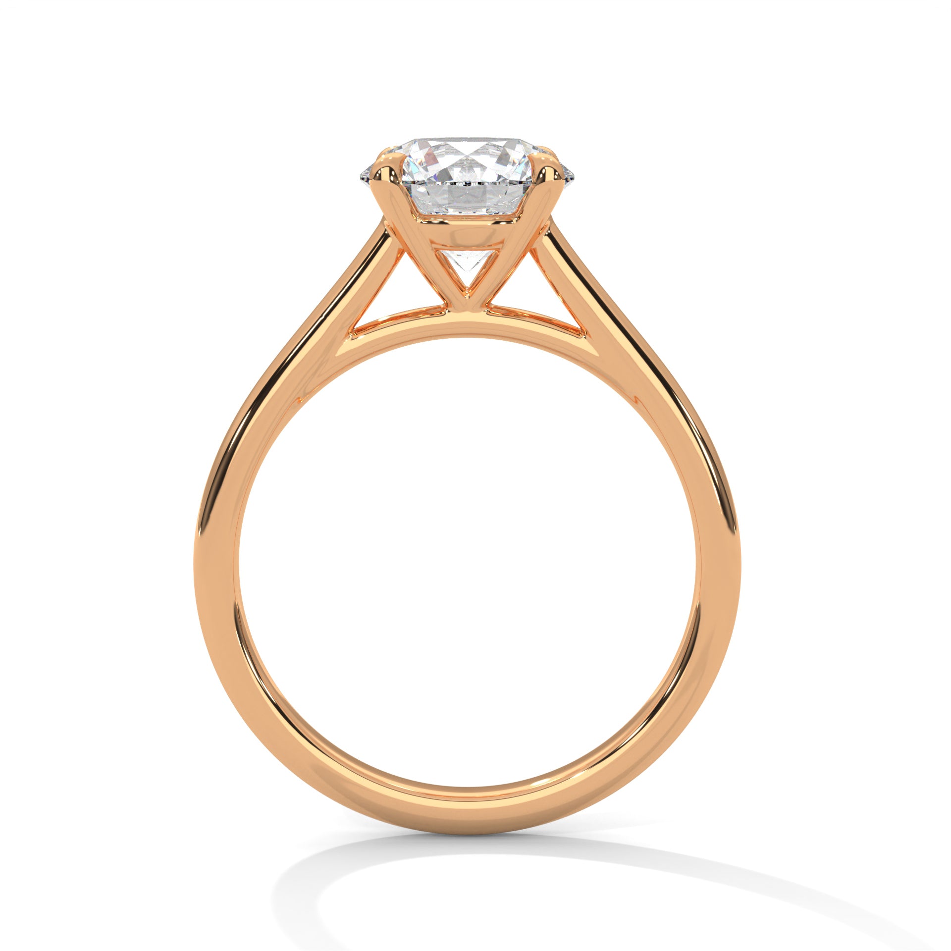 1.50CT Round Cut Lab Grown DIamond Cathedral Set Four Prong Ring