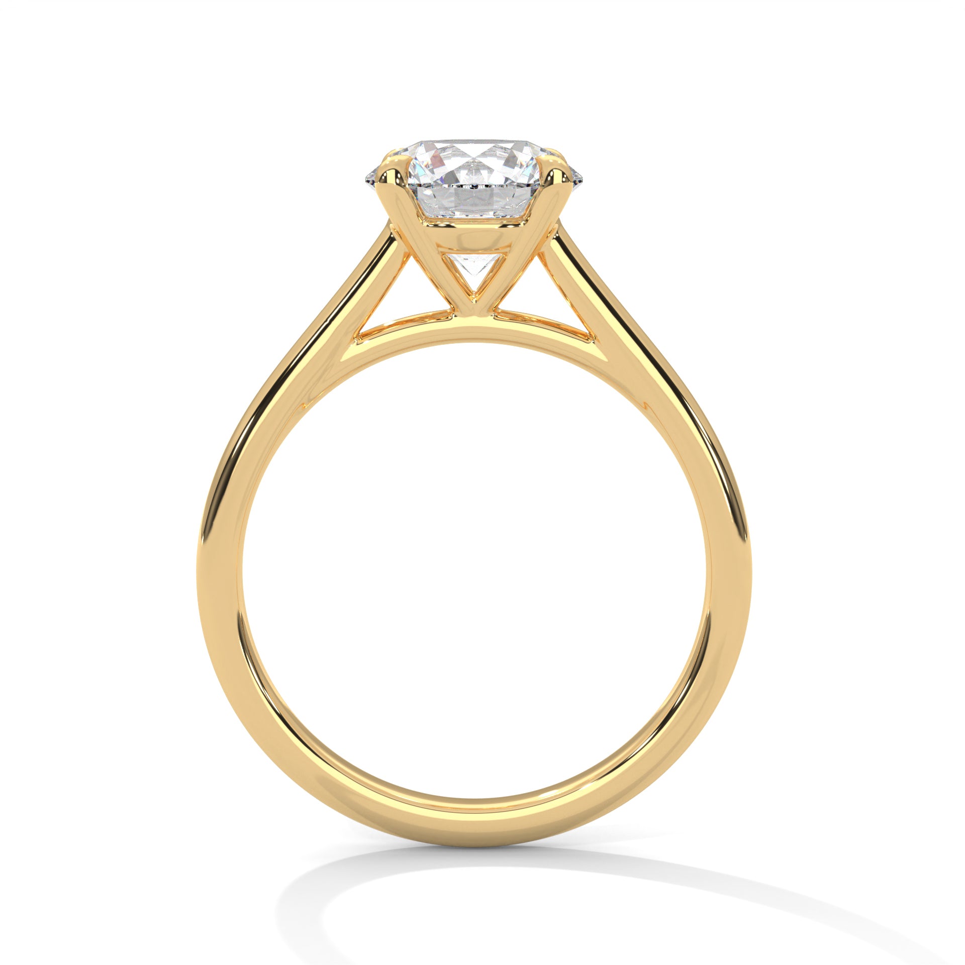 1.50CT Round Cut Lab Grown DIamond Cathedral Set Four Prong Ring