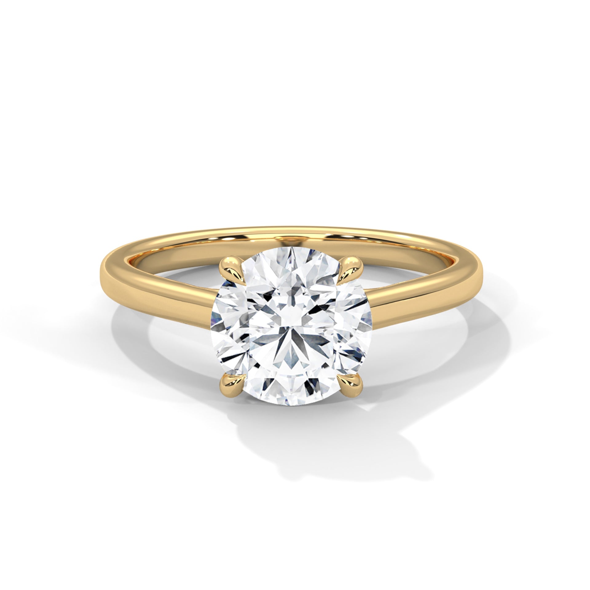 1.50CT Round Cut Lab Grown DIamond Cathedral Set Four Prong Ring