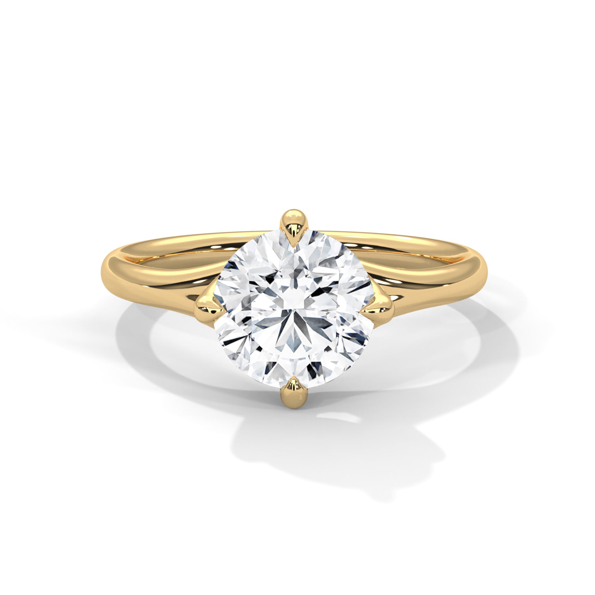 1.50CT Round Cut Lab Grown DIamond By Pass Shank To 4 Prong Ring