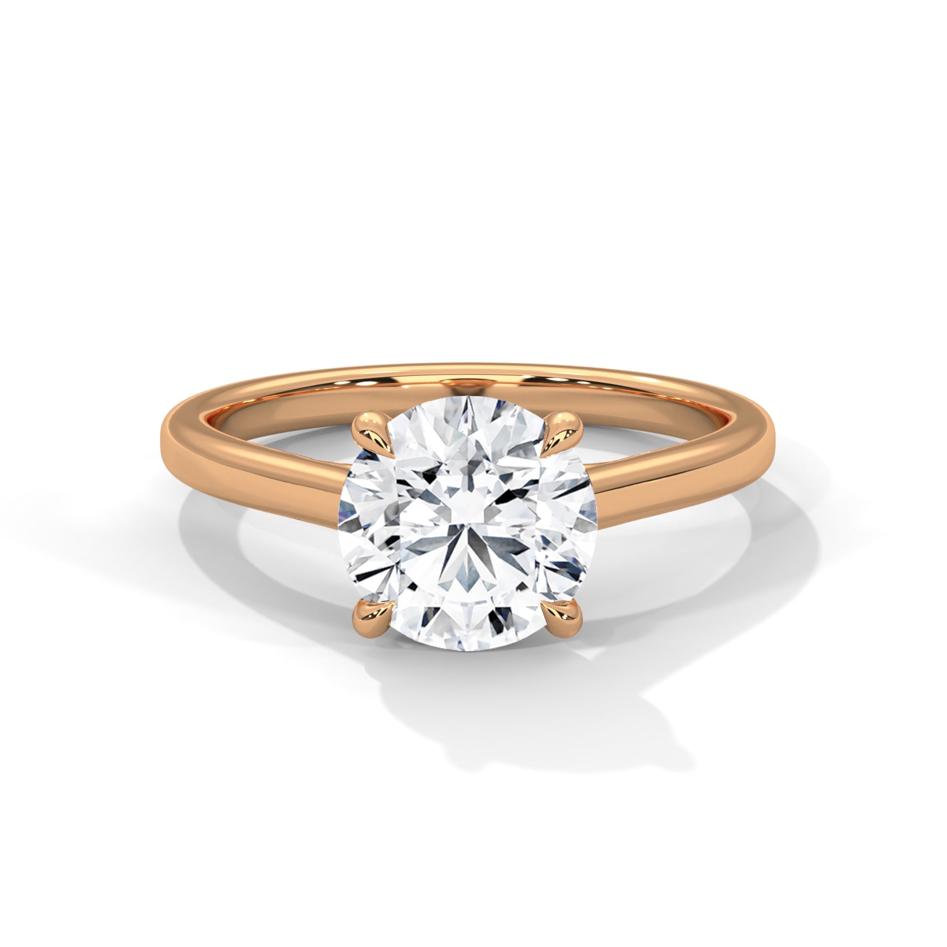 1.50CT Round Cut Lab Grown DIamond Cathedral Set Four Prong Ring