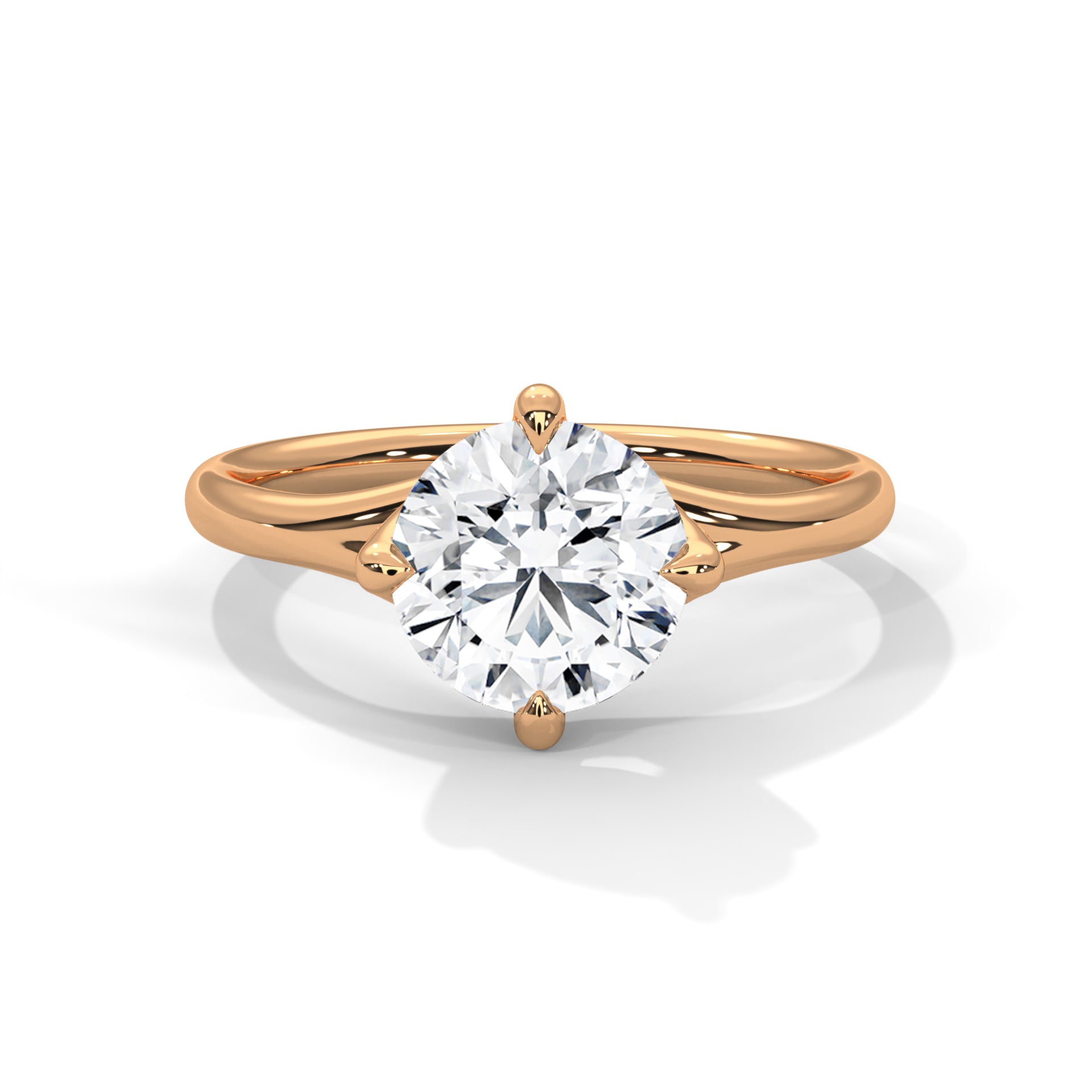 1.50CT Round Cut Lab Grown DIamond By Pass Shank To 4 Prong Ring