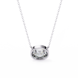 Horizontal Oval Cut Gemstone Necklace on Yellow Gold Cable Chain