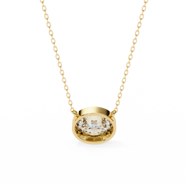 Horizontal Oval Cut Gemstone Necklace on Yellow Gold Cable Chain