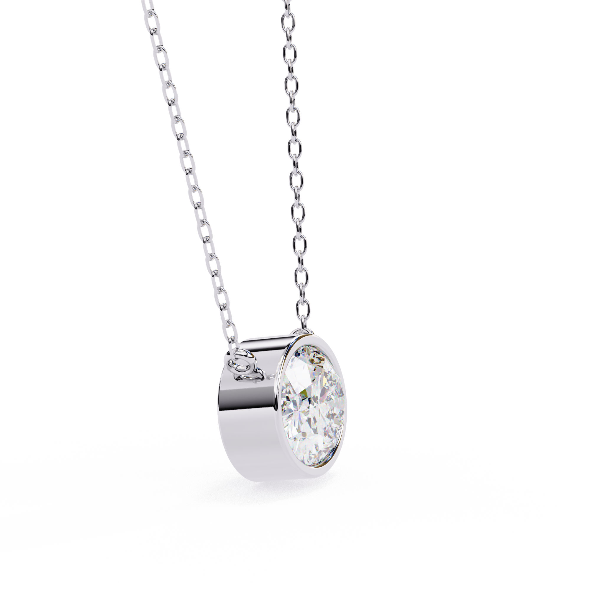 Horizontal Oval Cut Gemstone Necklace on Yellow Gold Cable Chain