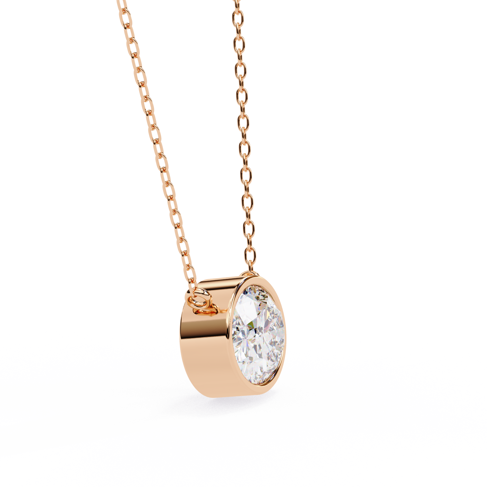 Horizontal Oval Cut Gemstone Necklace on Yellow Gold Cable Chain