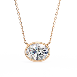 Horizontal Oval Cut Gemstone Necklace on Yellow Gold Cable Chain