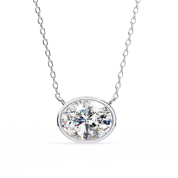 Horizontal Oval Cut Gemstone Necklace on Yellow Gold Cable Chain