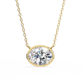 Horizontal Oval Cut Gemstone Necklace on Yellow Gold Cable Chain