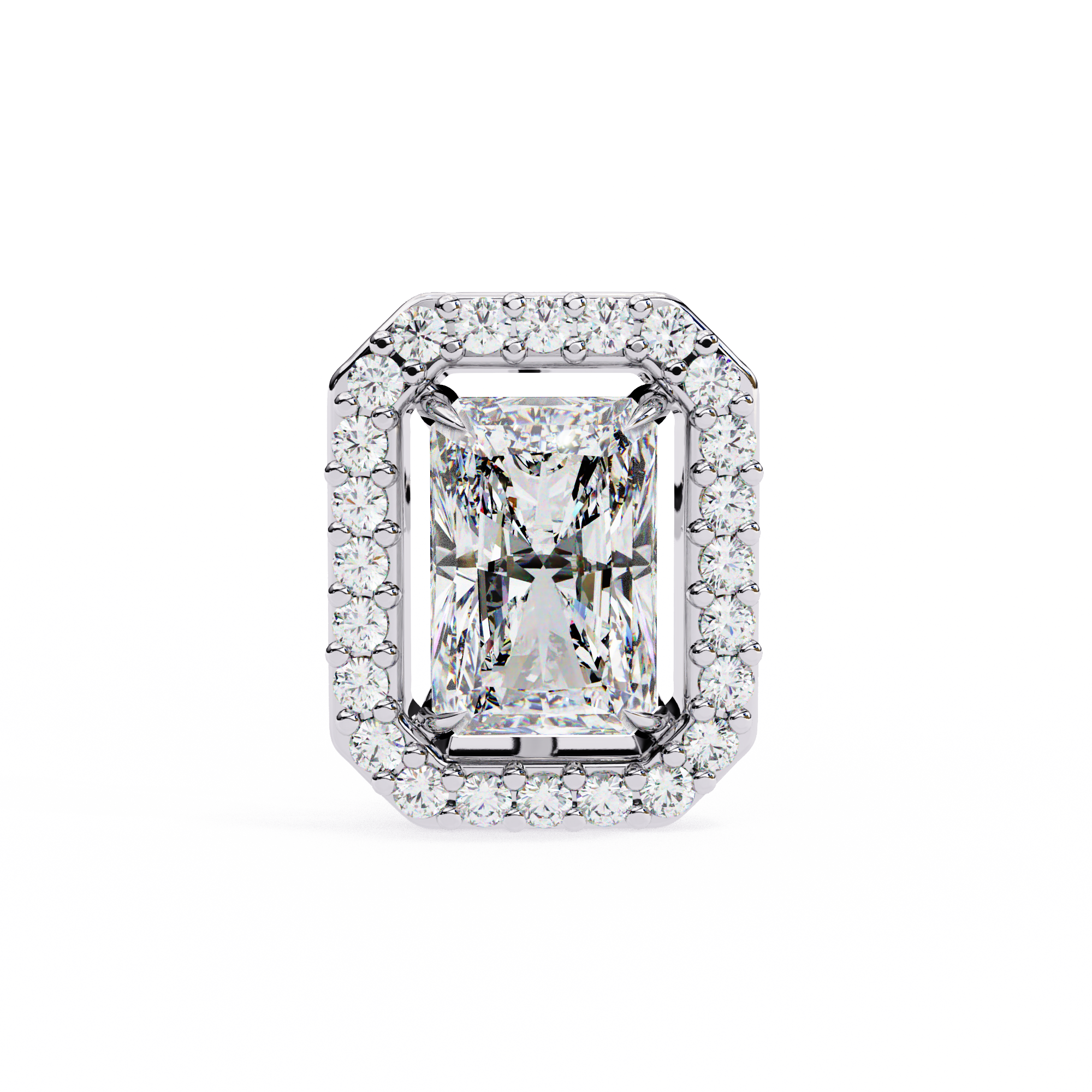 Elegant Radiant Cut Diamond Open-Halo Studs in Gold Frame