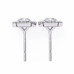 Elegant Radiant Cut Diamond Open-Halo Studs in Gold Frame
