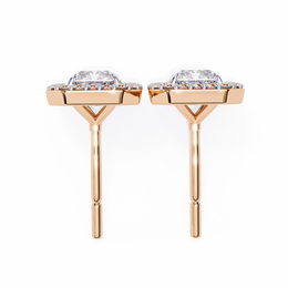 Elegant Radiant Cut Diamond Open-Halo Studs in Gold Frame