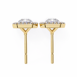Elegant Radiant Cut Diamond Open-Halo Studs in Gold Frame