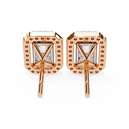 Elegant Radiant Cut Diamond Open-Halo Studs in Gold Frame