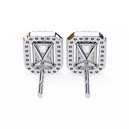 Elegant Radiant Cut Diamond Open-Halo Studs in Gold Frame