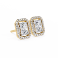 Elegant Radiant Cut Diamond Open-Halo Studs in Gold Frame