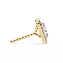 Elegant Radiant Cut Diamond Open-Halo Studs in Gold Frame
