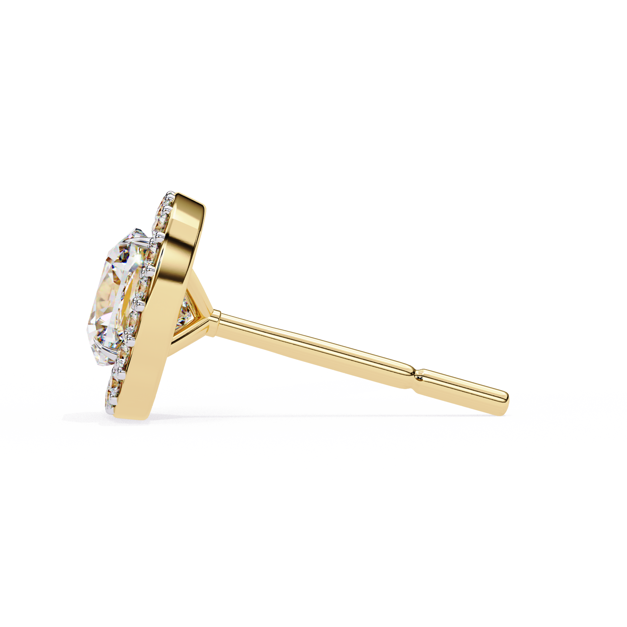 Cushion Cut Moissanite Halo Earrings, 18K Rose Gold Cushion Studs, Floating Halo Bridal Earrings, Unique Anniversary Gift for Her