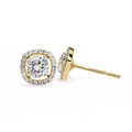 Cushion Cut Moissanite Halo Earrings, 18K Rose Gold Cushion Studs, Floating Halo Bridal Earrings, Unique Anniversary Gift for Her
