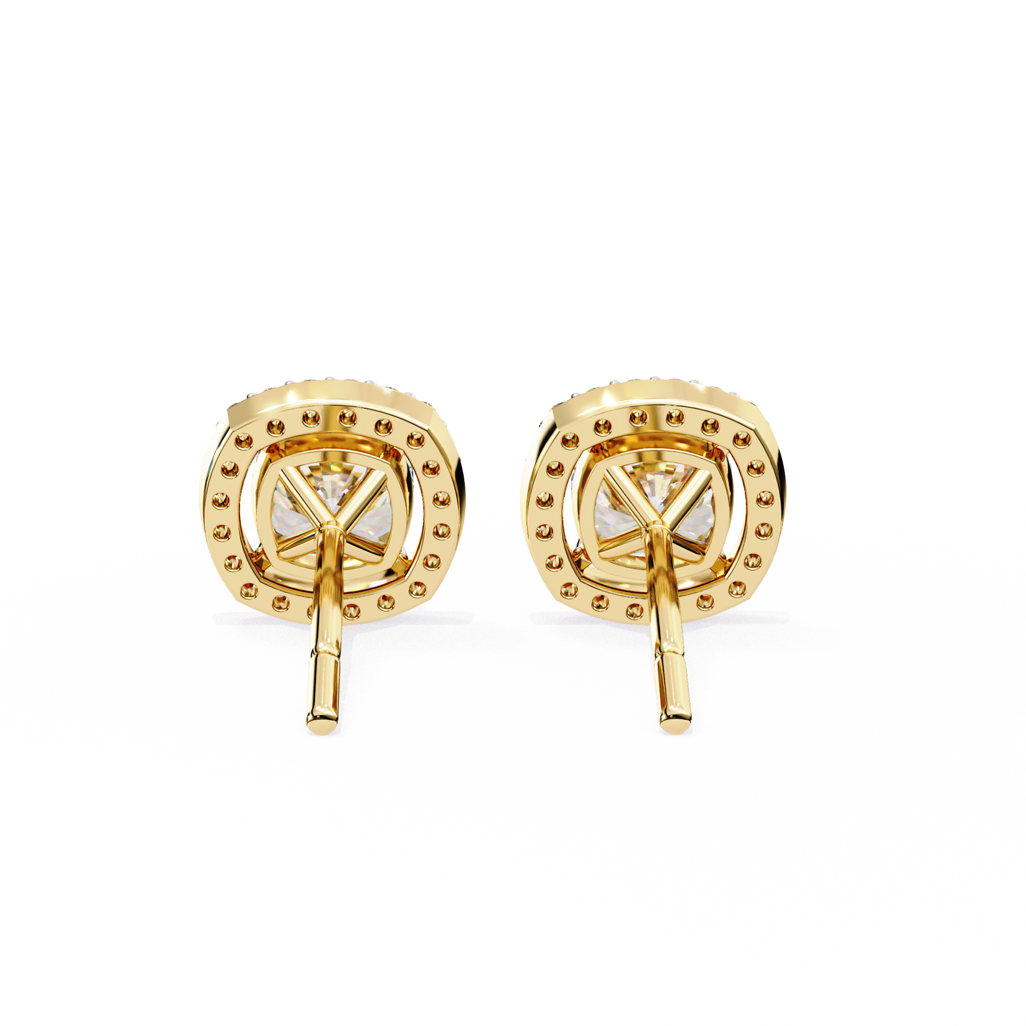 Cushion Cut Moissanite Halo Earrings, 18K Rose Gold Cushion Studs, Floating Halo Bridal Earrings, Unique Anniversary Gift for Her