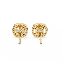 Cushion Cut Moissanite Halo Earrings, 18K Rose Gold Cushion Studs, Floating Halo Bridal Earrings, Unique Anniversary Gift for Her