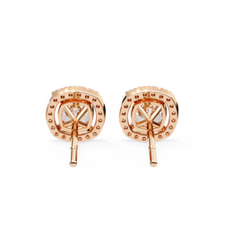 Cushion Cut Moissanite Halo Earrings, 18K Rose Gold Cushion Studs, Floating Halo Bridal Earrings, Unique Anniversary Gift for Her