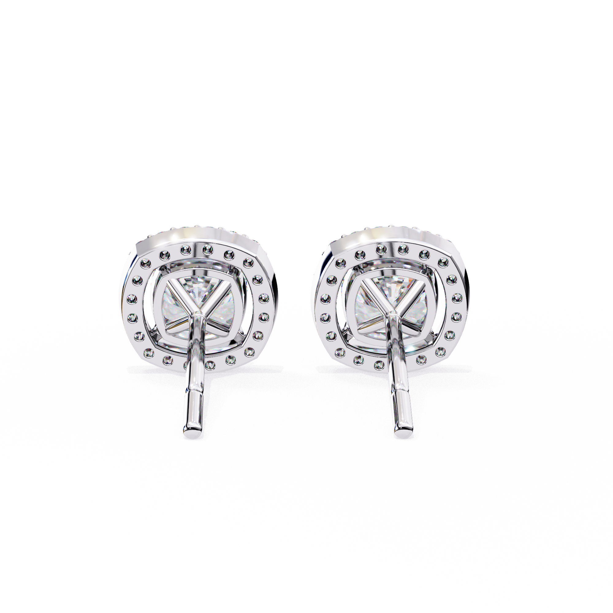 Cushion Cut Moissanite Halo Earrings, 18K Rose Gold Cushion Studs, Floating Halo Bridal Earrings, Unique Anniversary Gift for Her