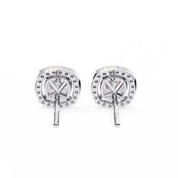 Cushion Cut Moissanite Halo Earrings, 18K Rose Gold Cushion Studs, Floating Halo Bridal Earrings, Unique Anniversary Gift for Her