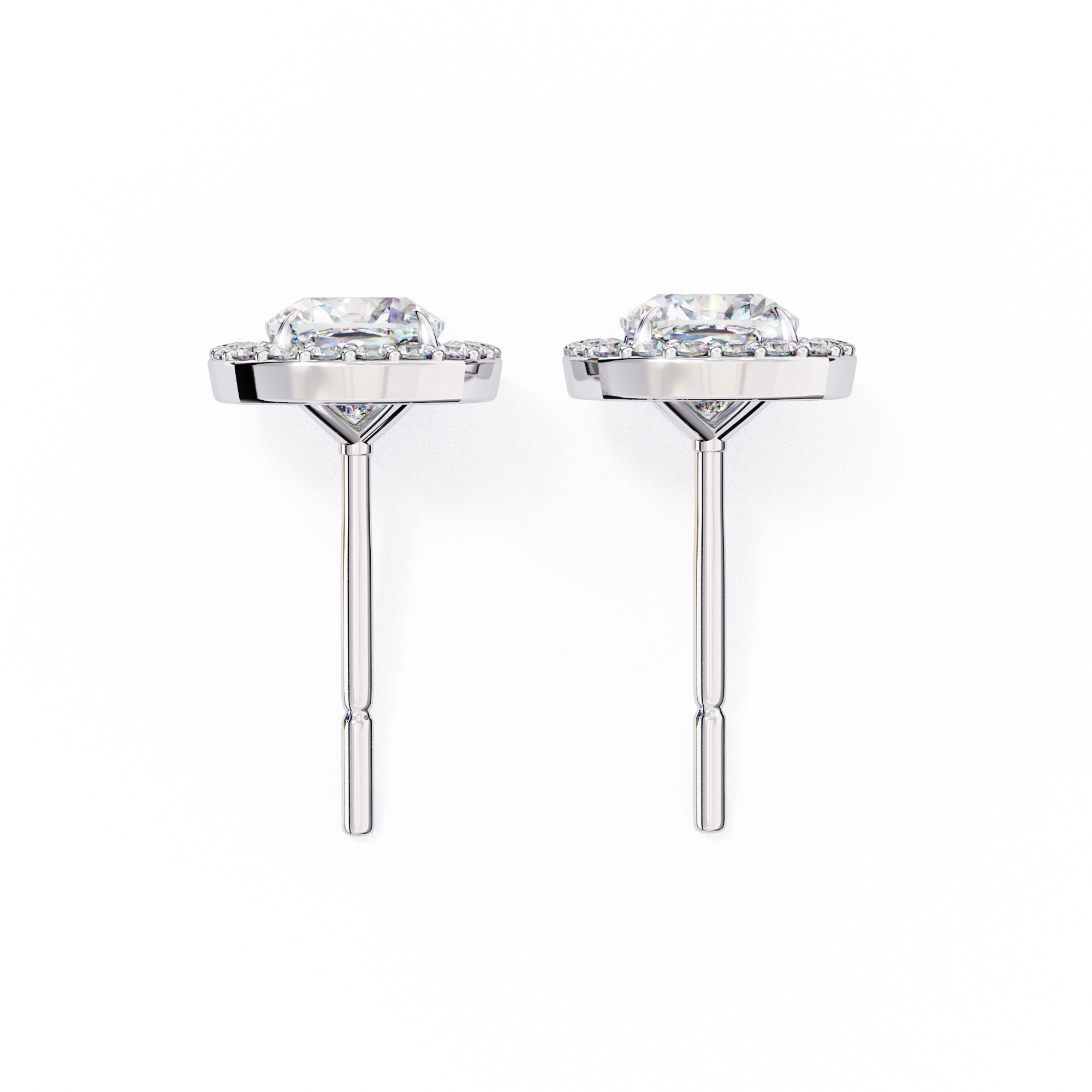Cushion Cut Moissanite Halo Earrings, 18K Rose Gold Cushion Studs, Floating Halo Bridal Earrings, Unique Anniversary Gift for Her