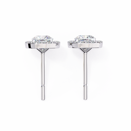 Cushion Cut Moissanite Halo Earrings, 18K Rose Gold Cushion Studs, Floating Halo Bridal Earrings, Unique Anniversary Gift for Her