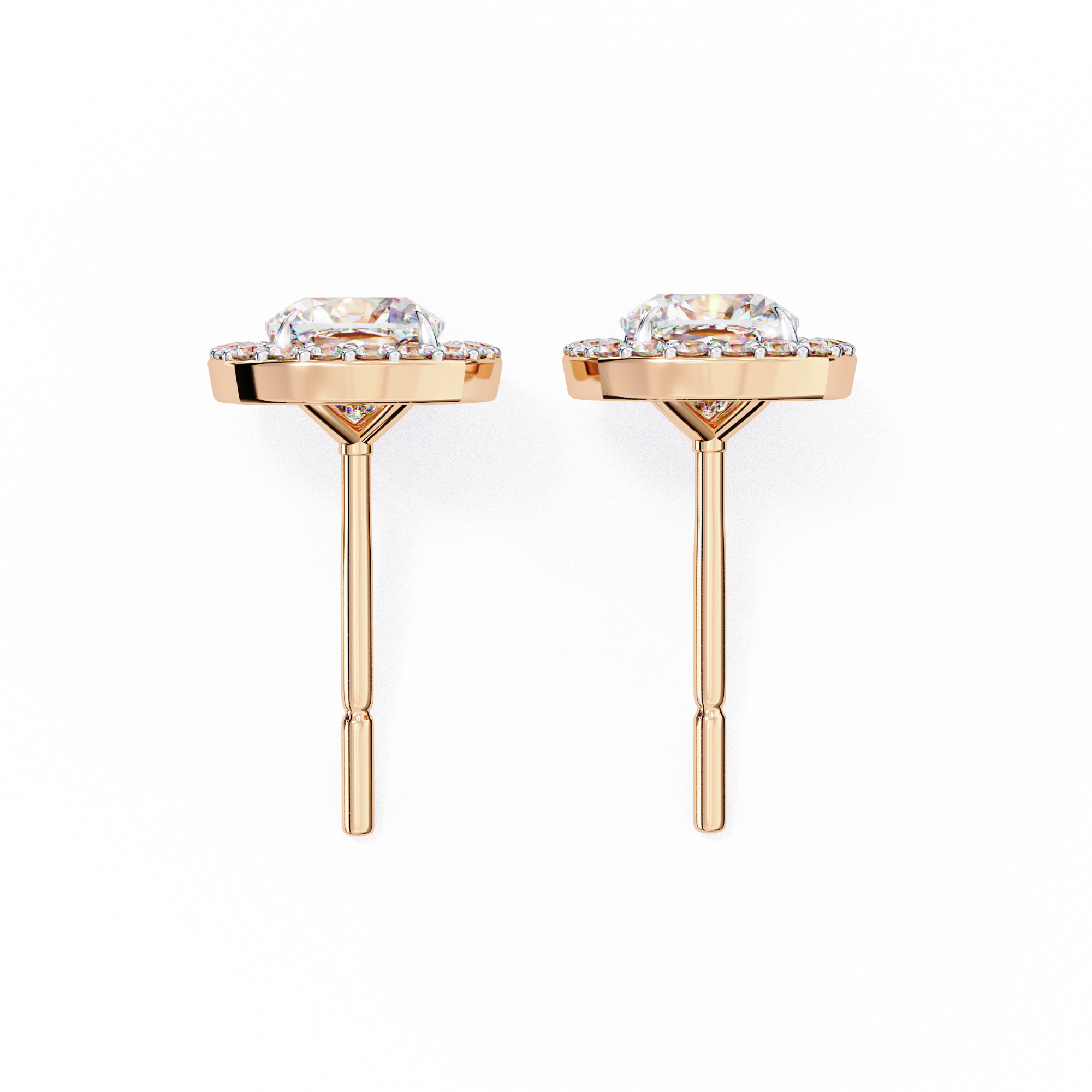 Cushion Cut Moissanite Halo Earrings, 18K Rose Gold Cushion Studs, Floating Halo Bridal Earrings, Unique Anniversary Gift for Her