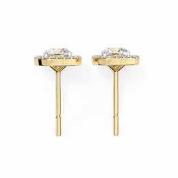 Cushion Cut Moissanite Halo Earrings, 18K Rose Gold Cushion Studs, Floating Halo Bridal Earrings, Unique Anniversary Gift for Her