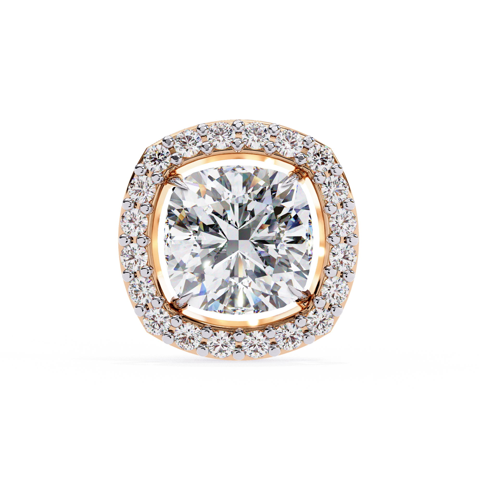 Cushion Cut Moissanite Halo Earrings, 18K Rose Gold Cushion Studs, Floating Halo Bridal Earrings, Unique Anniversary Gift for Her