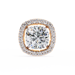 Cushion Cut Moissanite Halo Earrings, 18K Rose Gold Cushion Studs, Floating Halo Bridal Earrings, Unique Anniversary Gift for Her