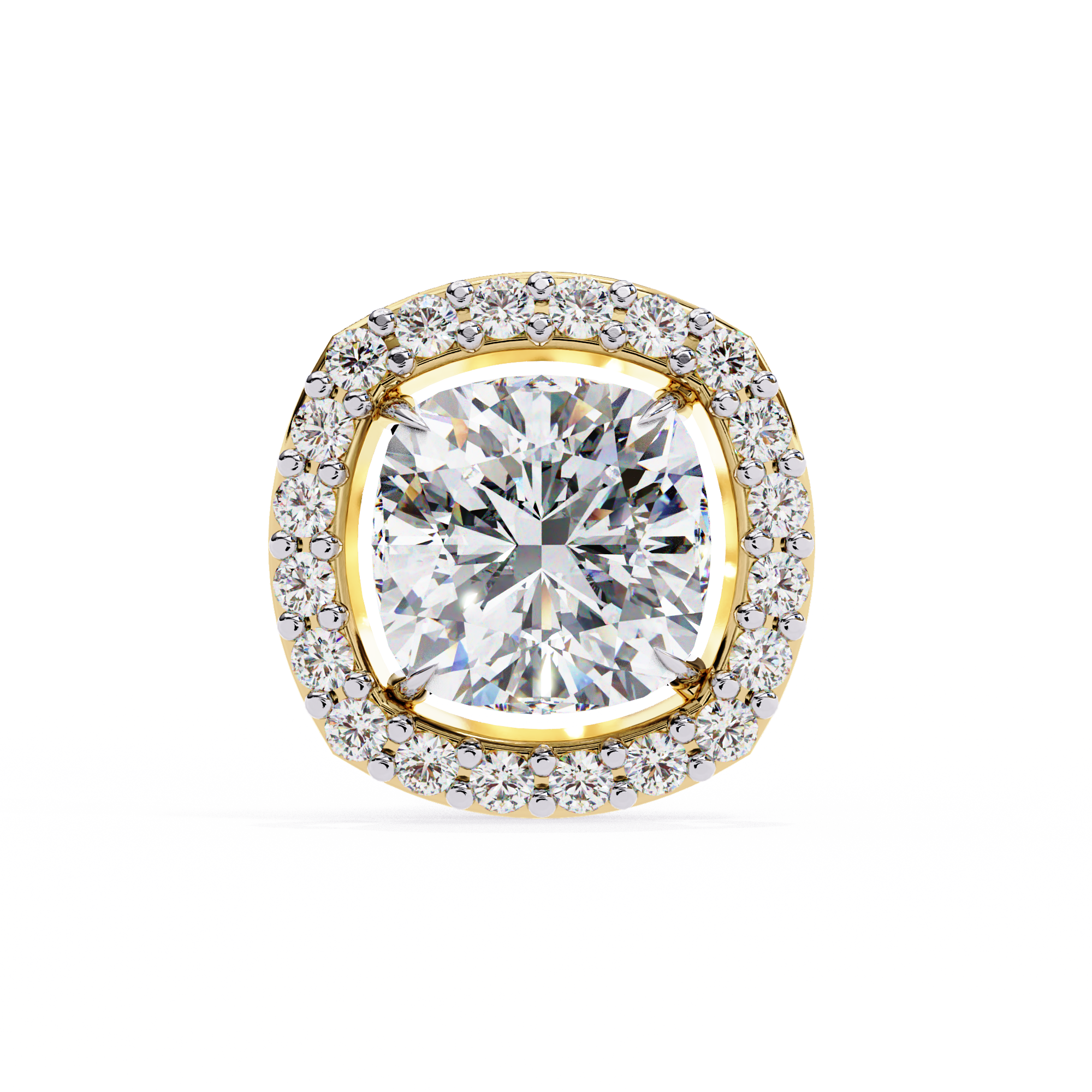 Cushion Cut Moissanite Halo Earrings, 18K Rose Gold Cushion Studs, Floating Halo Bridal Earrings, Unique Anniversary Gift for Her