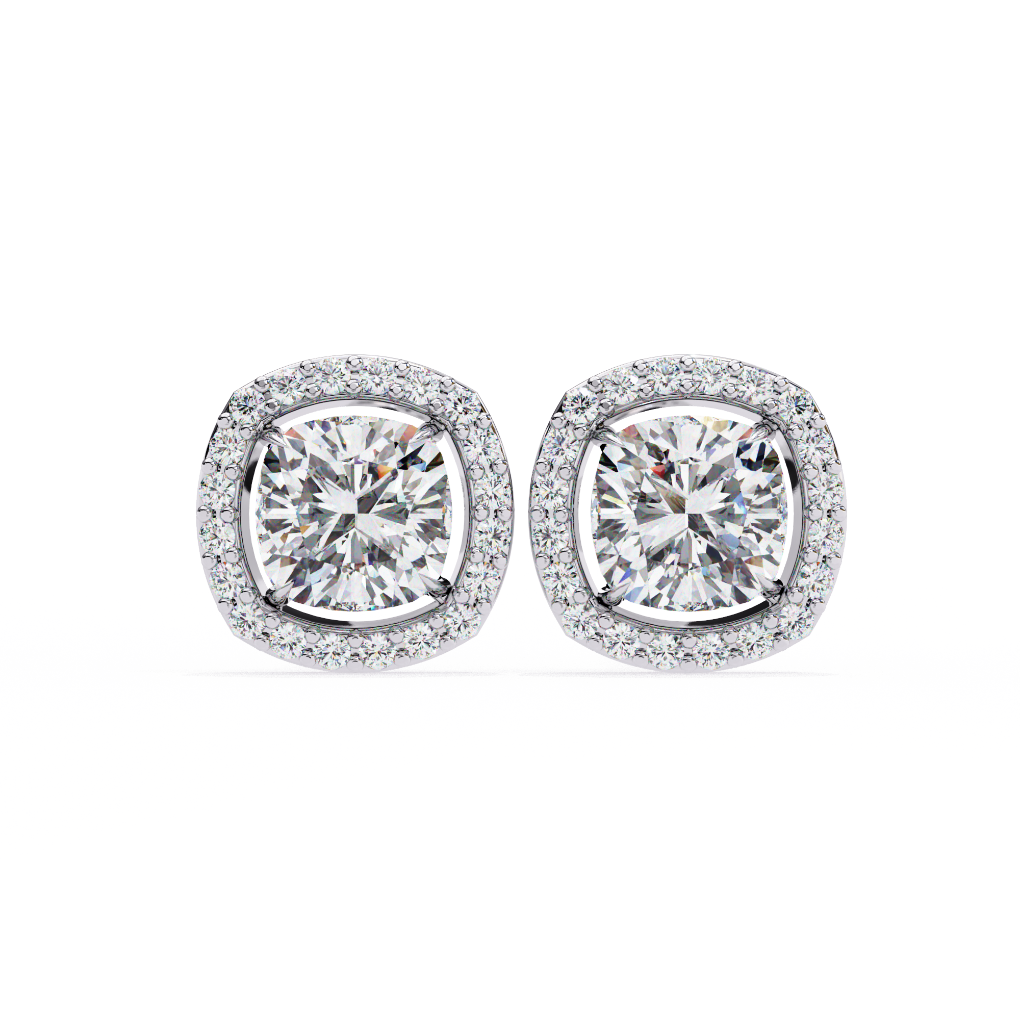 Cushion Cut Moissanite Halo Earrings, 18K Rose Gold Cushion Studs, Floating Halo Bridal Earrings, Unique Anniversary Gift for Her