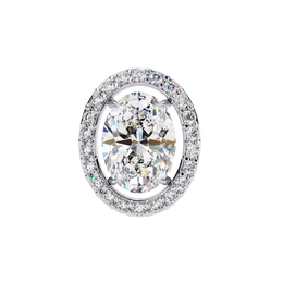 Oval Cut Diamond Floating Halo Stud Earrings in 18k White Gold