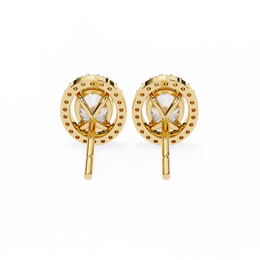 Oval Cut Diamond Floating Halo Stud Earrings in 18k White Gold
