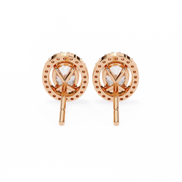 Oval Cut Diamond Floating Halo Stud Earrings in 18k White Gold