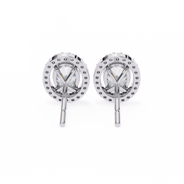 Oval Cut Diamond Floating Halo Stud Earrings in 18k White Gold