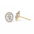 Oval Cut Diamond Floating Halo Stud Earrings in 18k White Gold