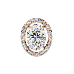 Oval Cut Diamond Floating Halo Stud Earrings in 18k White Gold