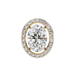 Oval Cut Diamond Floating Halo Stud Earrings in 18k White Gold