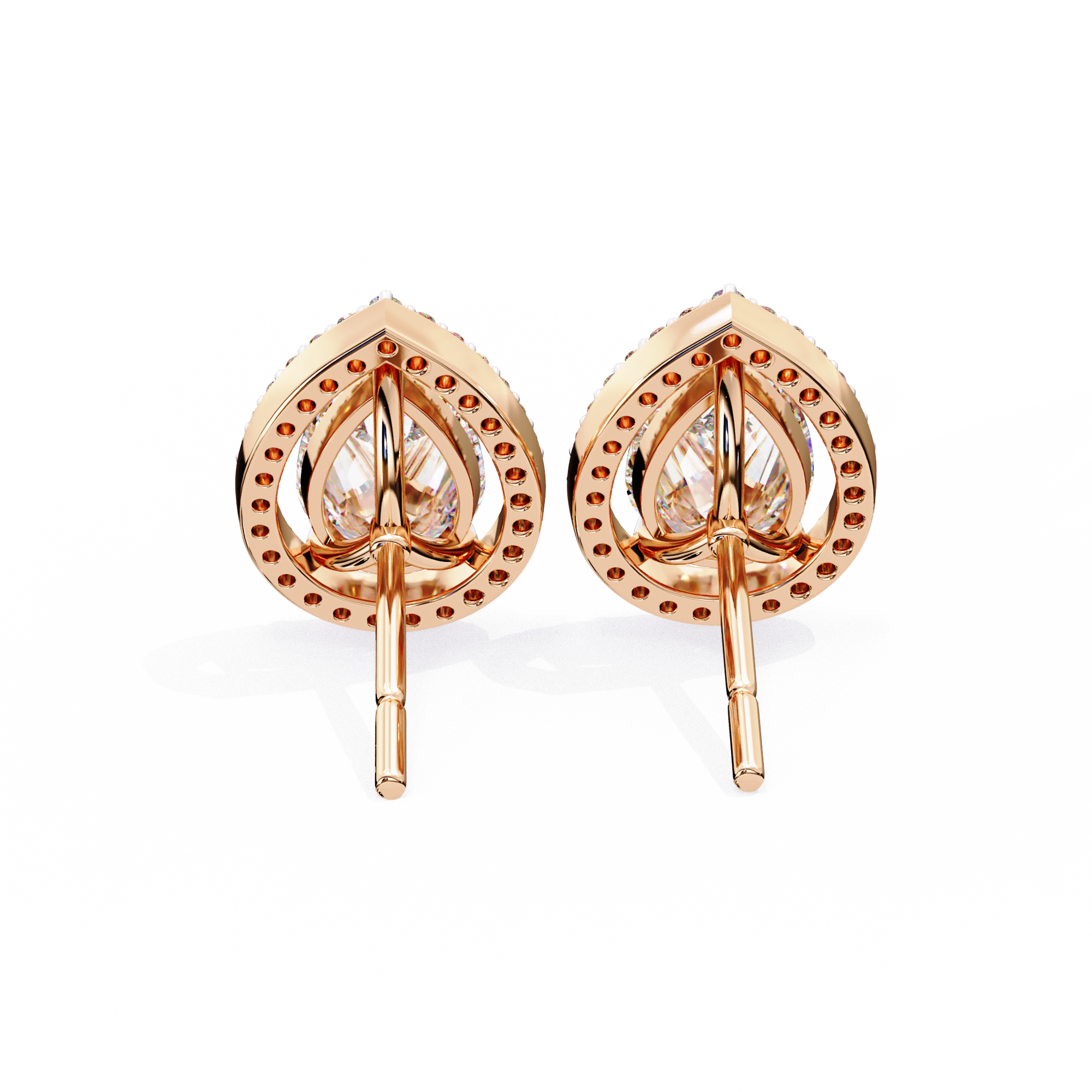 Modern Teardrop Open-Gallery Pear Cut Diamond Studs