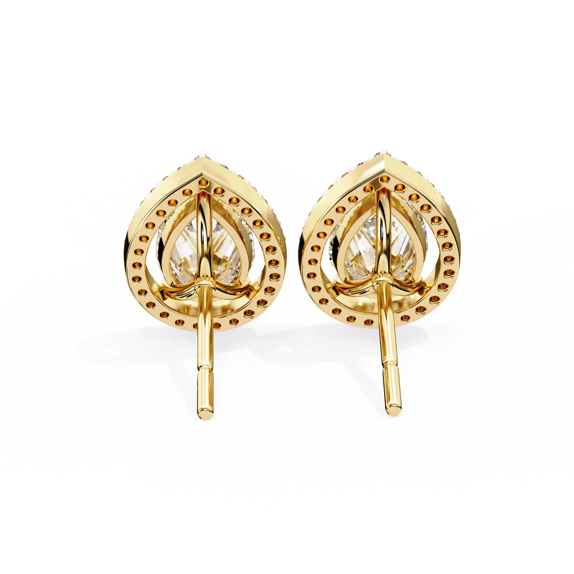 Modern Teardrop Open-Gallery Pear Cut Diamond Studs